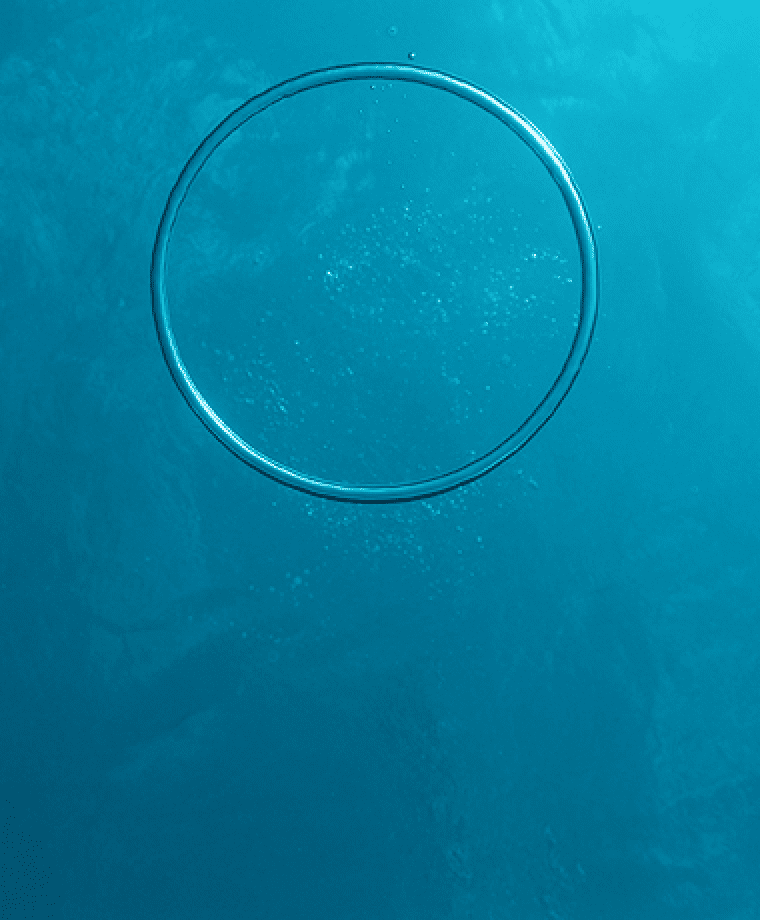 A blue circle with a hole in the center is floating in the water. AI generated content
